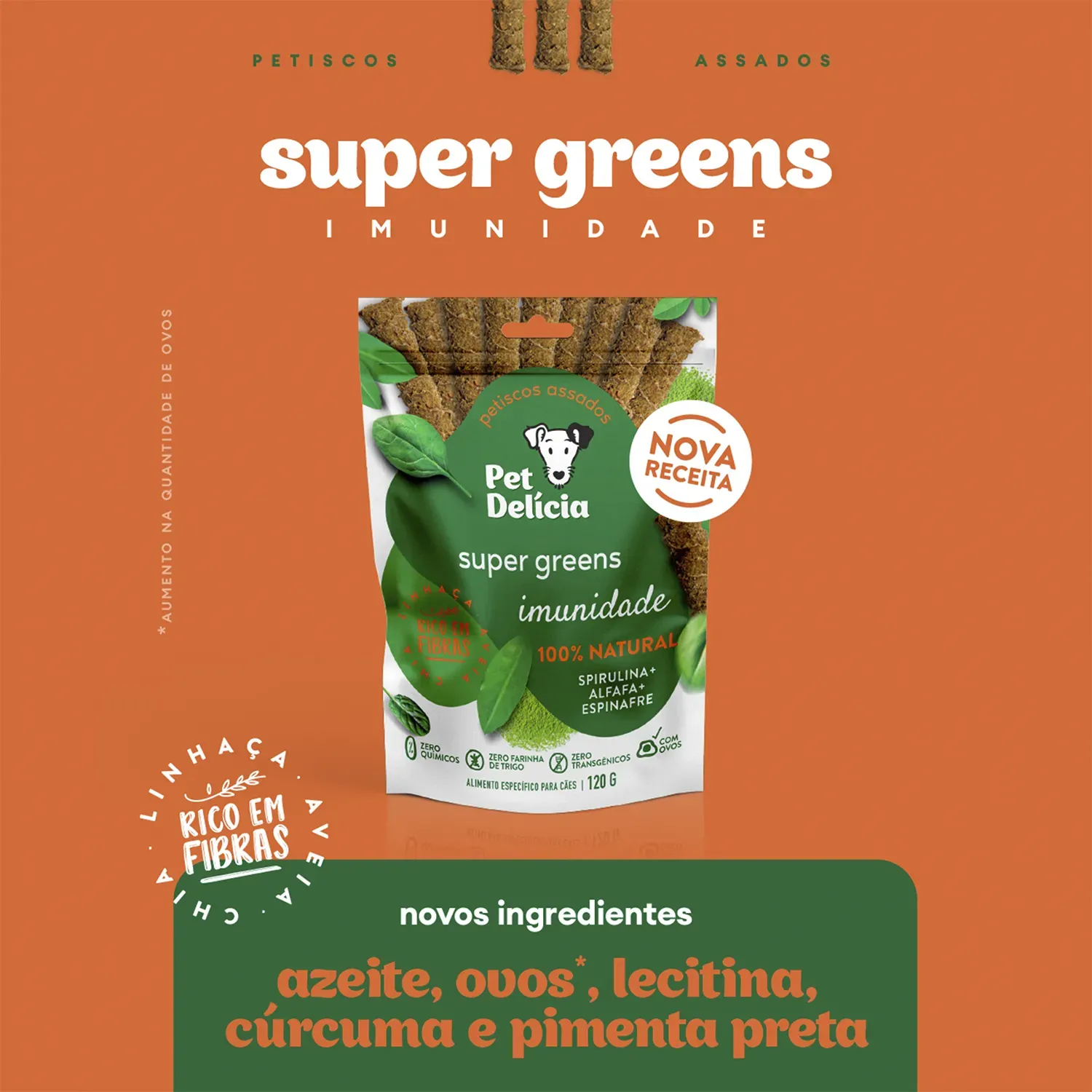Petisco Pet Delícia Super Greens Sticks Vegetariano Petisco Pet Delícia Super Greens Sticks Vegetariano
